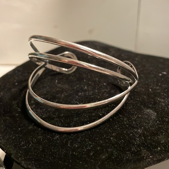 8” titanium plated four layer abstract open cuff bracelet - Picture 4 of 12